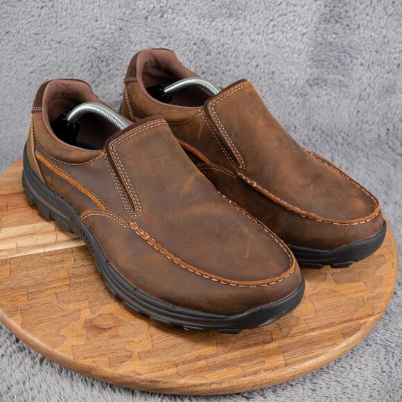 Skechers Relaxed Fit Gel Infused Memory Foam Leather Brown 64502 Size 12 US - Picture 1 of 8